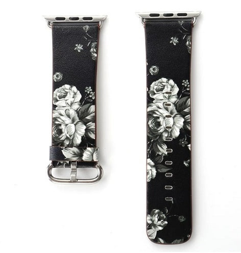 Bracelets de montres en cuir à motif floral