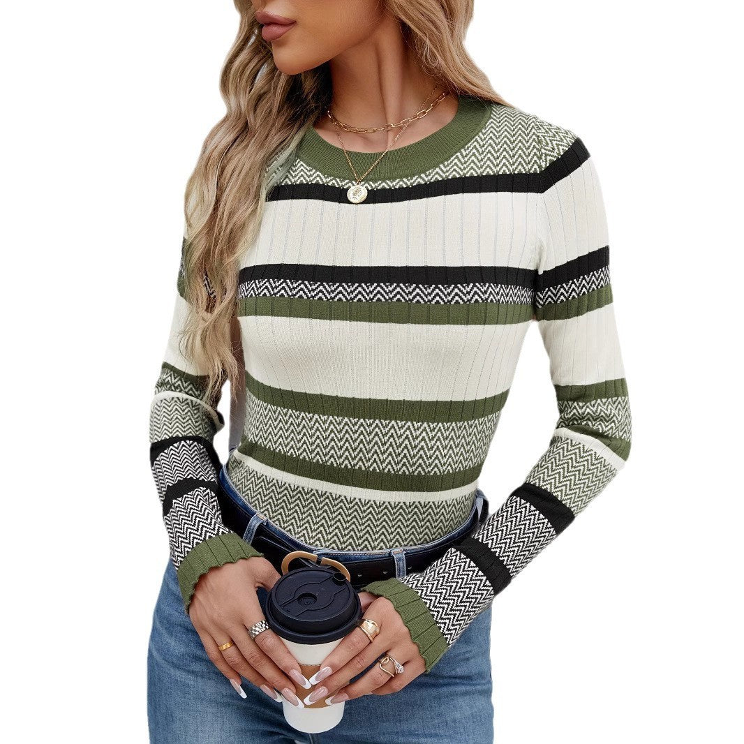 Pull à rayures contrastées pour femme