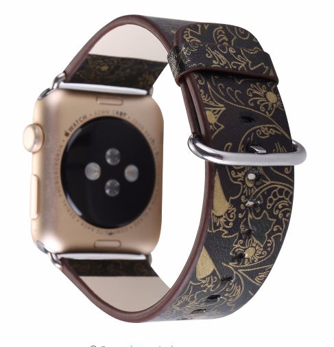 Bracelets de montres en cuir à motif floral