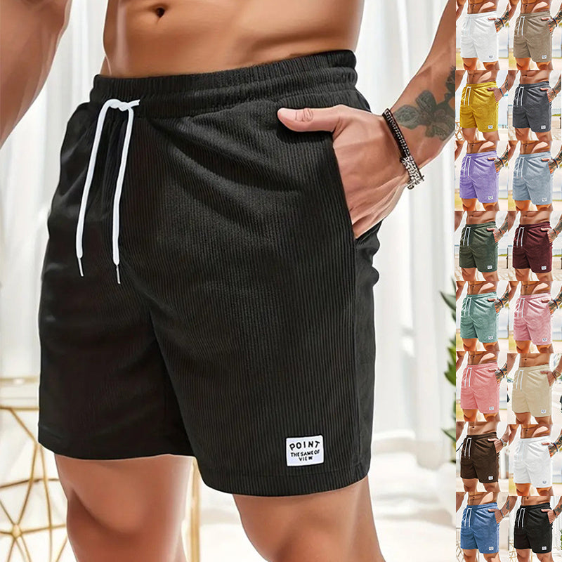 Shorts de sport à lacets en velours pour hommes