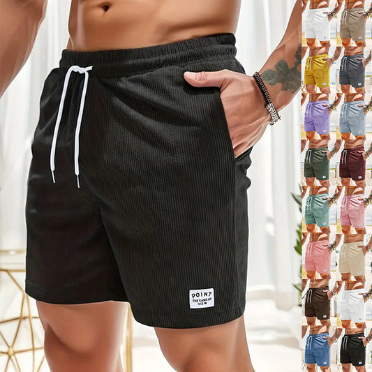 Shorts de sport à lacets en velours pour hommes