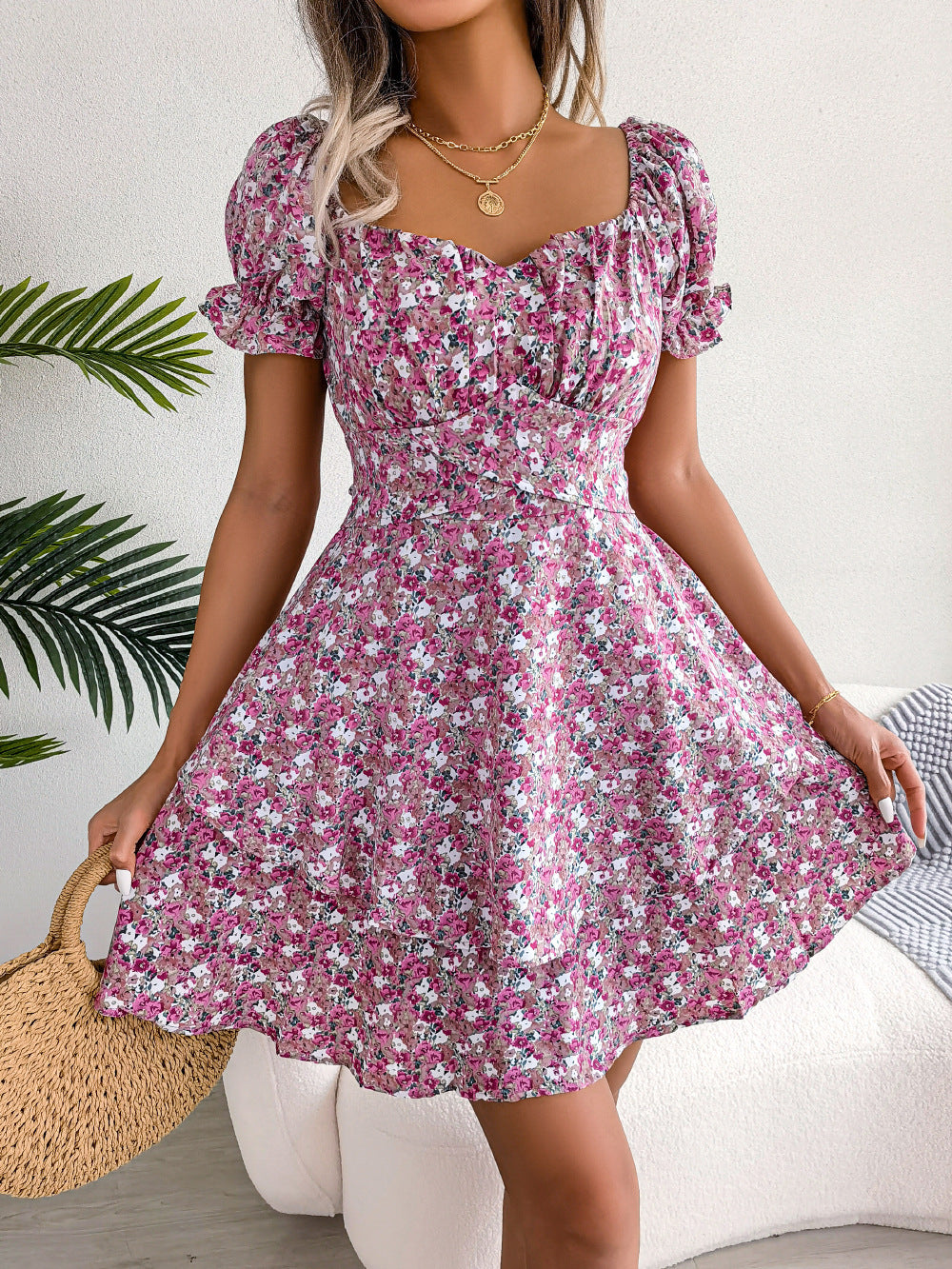 Robe à manches courtes pour femmes