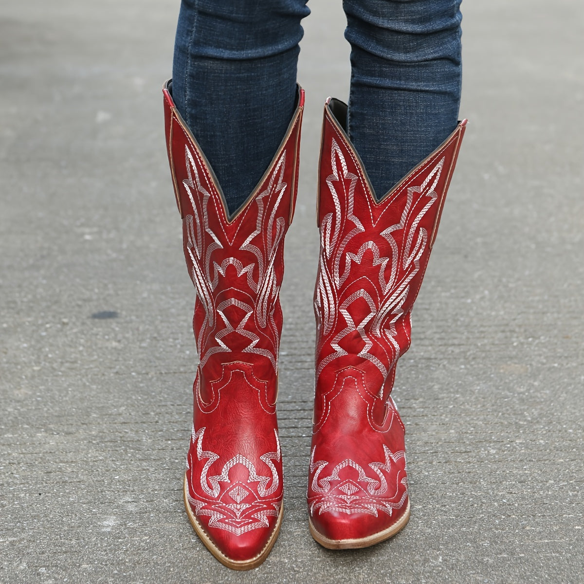 Bottes cowgirl rétro à tige mi-mollet