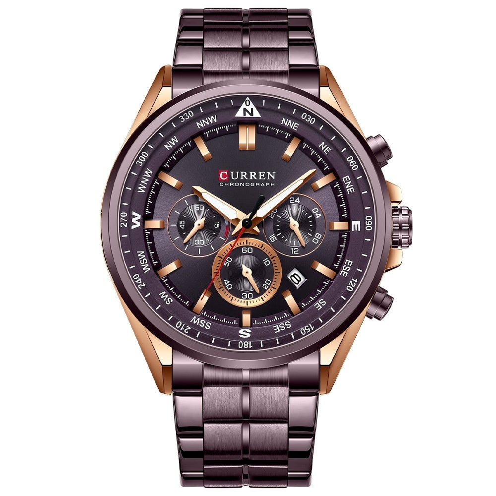 Montre à quartz multifonctions étanche pour hommes