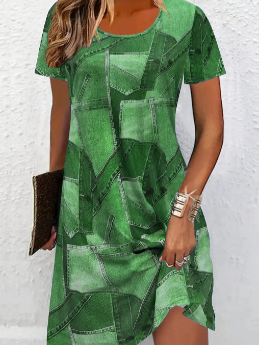 Robe ample décontractée d'impression numérique de printemps et d'été