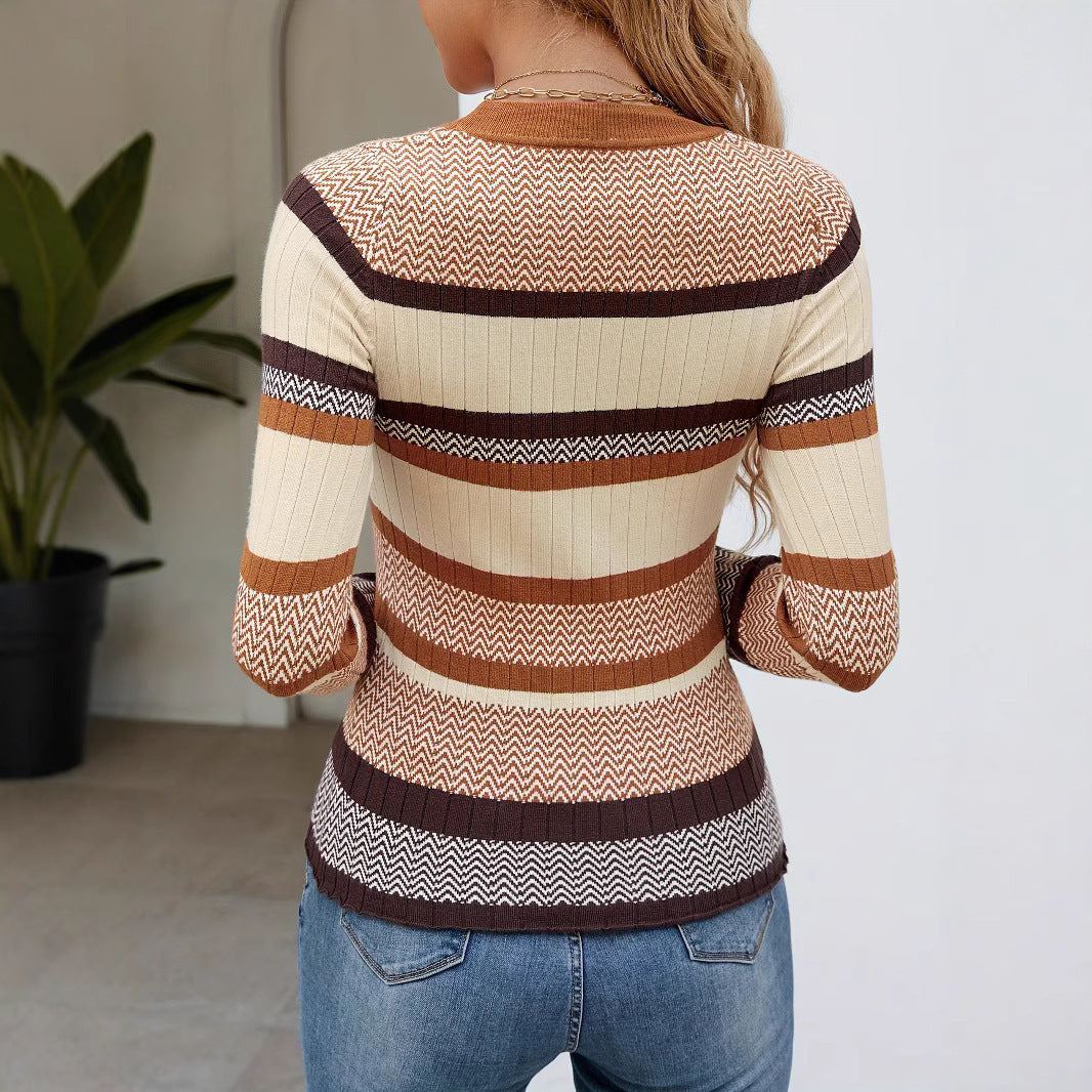 Pull à rayures contrastées pour femme