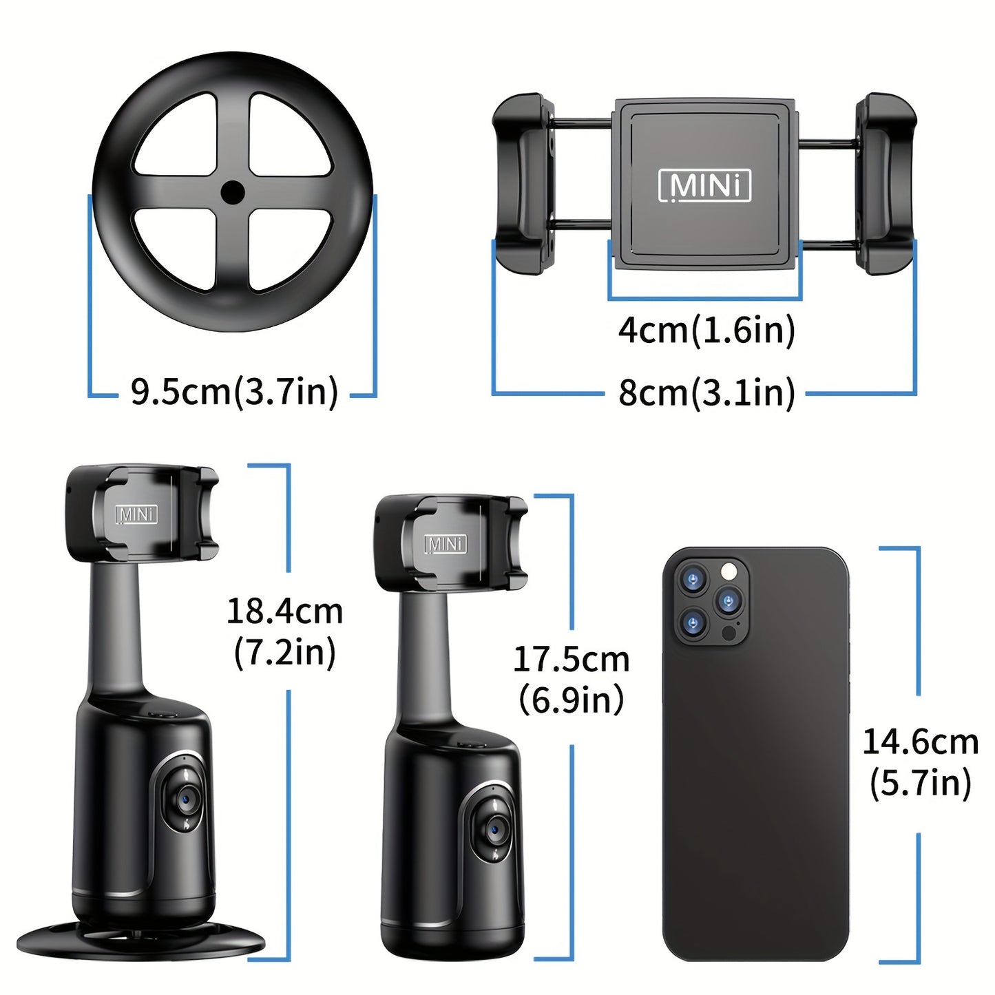 Trépied intelligent avec suivi automatique du visage pour capturer chaque moment en direct. Rotation 360° sans application requise