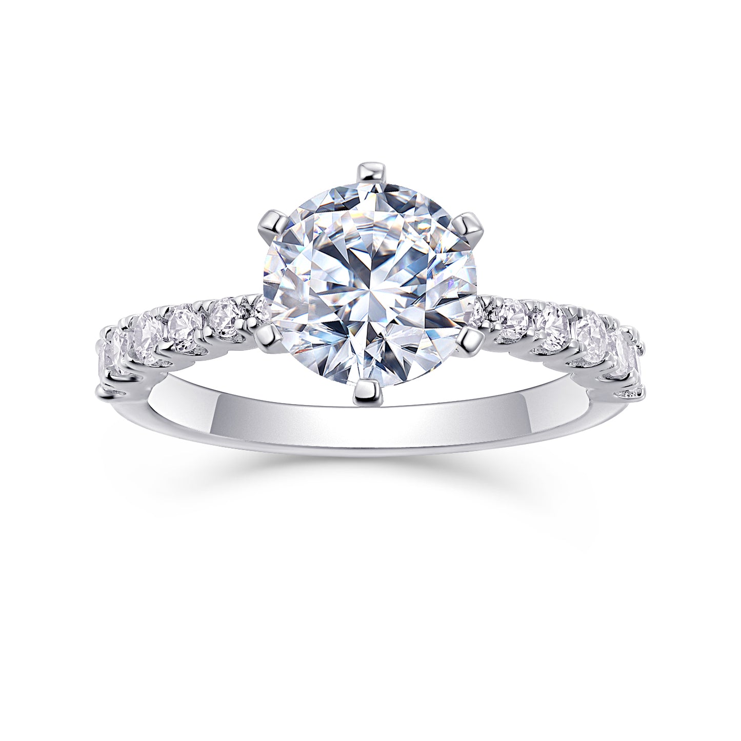 Goddess's Blessing - Une bague de mariage sertie de moissanite S925 de qualité supérieure et de diamant plaqué platine de 2 carats. La Bague Peut Être Inspectée Avec Un Stylo En Diamant