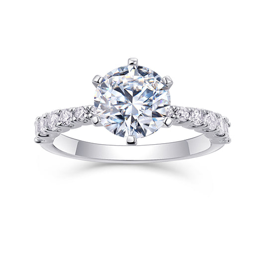 Goddess's Blessing - Une bague de mariage sertie de moissanite S925 de qualité supérieure et de diamant plaqué platine de 2 carats. La Bague Peut Être Inspectée Avec Un Stylo En Diamant