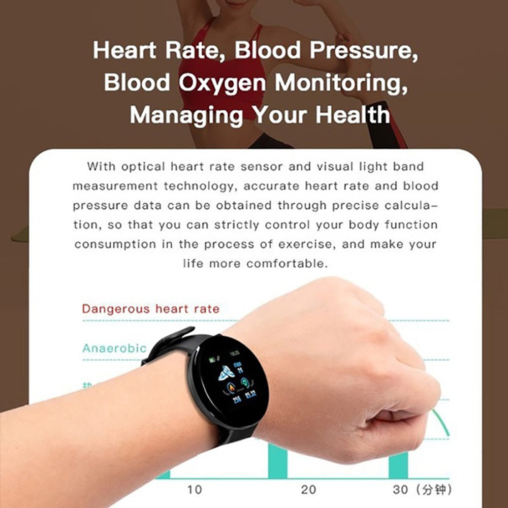 Montre intelligente D18 Bluetooth pour hommes et femmes