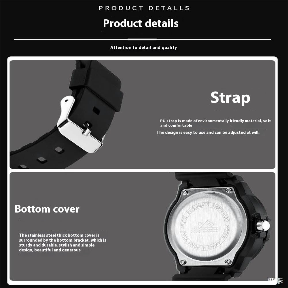 Montre quartz lumineuse sportive pour hommes