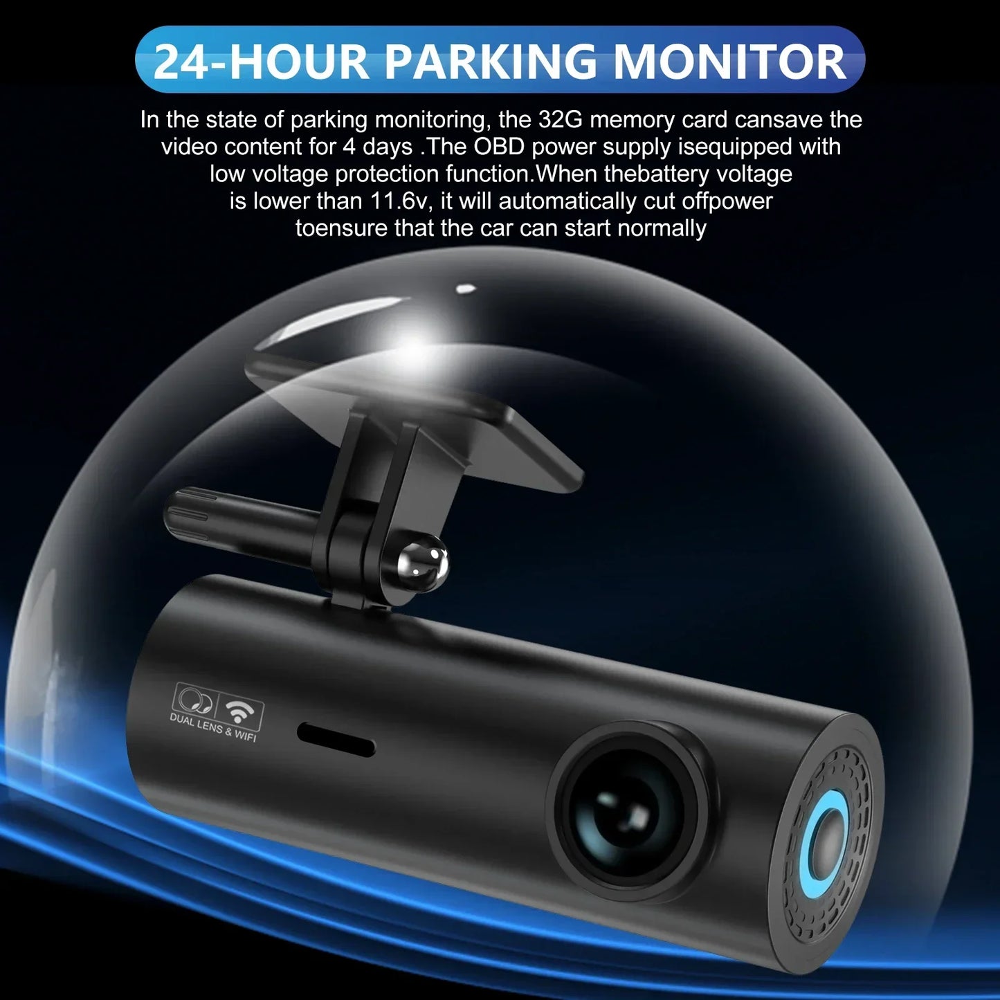 Dash Cam DVR APP Control Black  WIFI