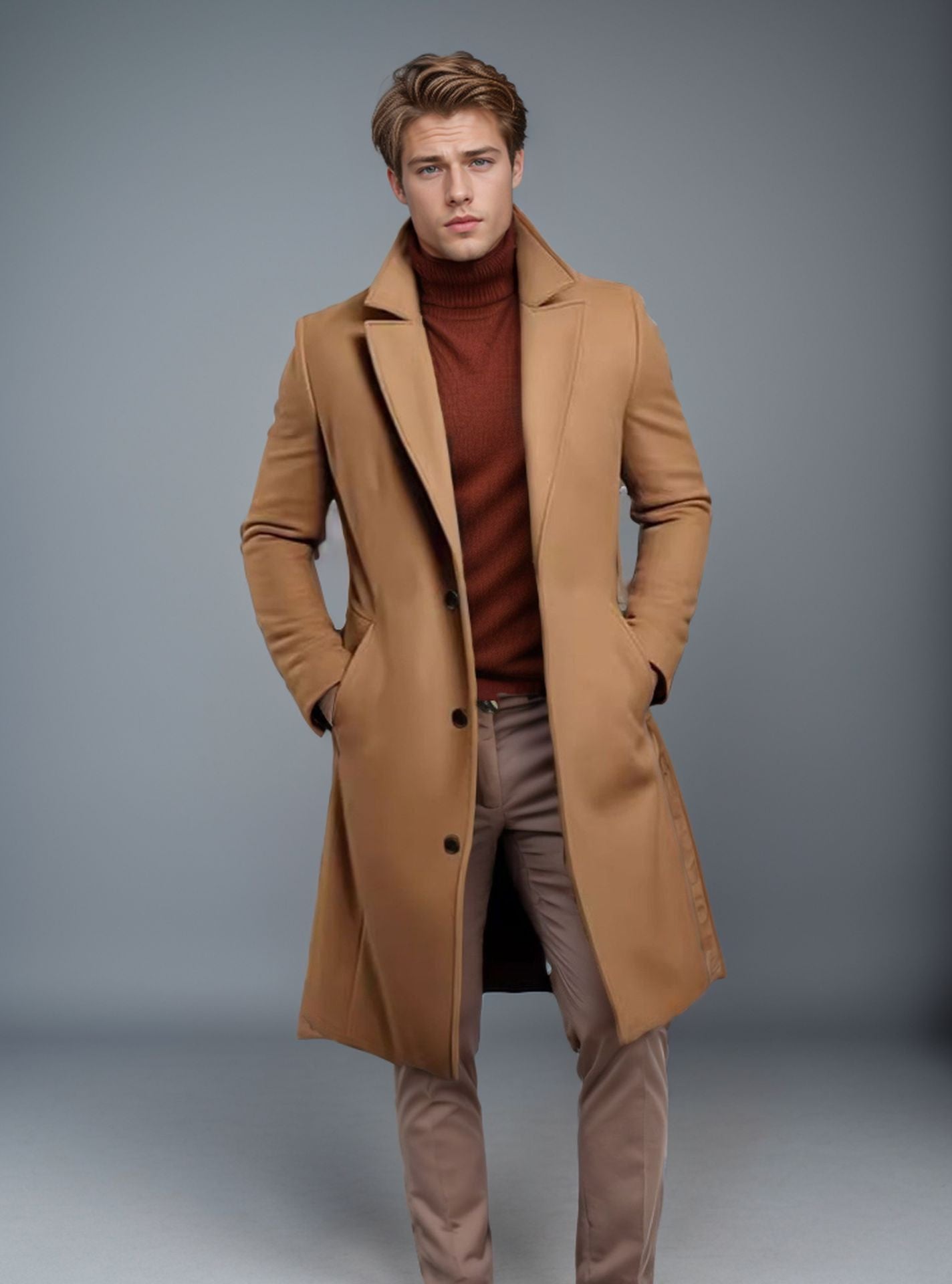 Trench-coat mi-long pour homme