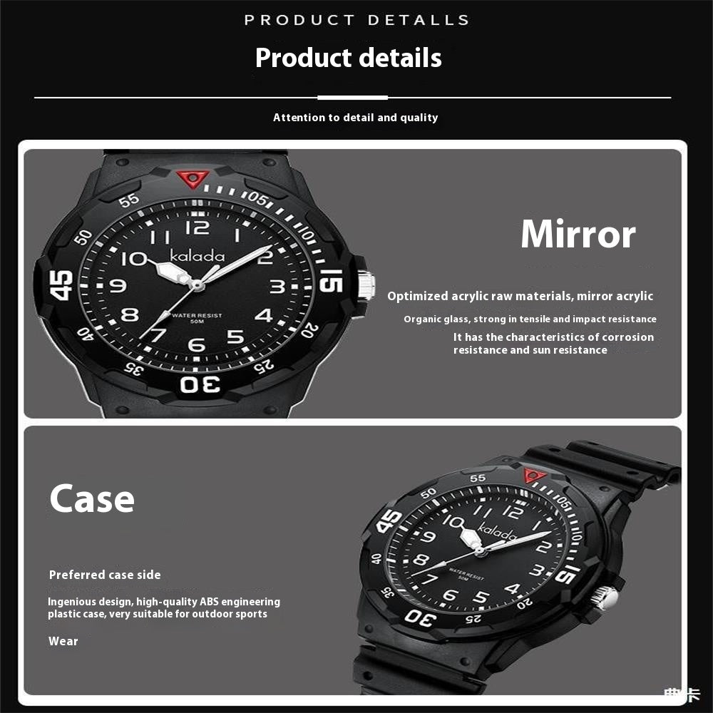 Montre quartz lumineuse sportive pour hommes