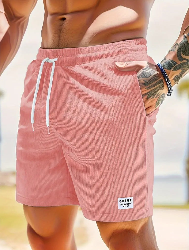 Shorts de sport à lacets en velours pour hommes