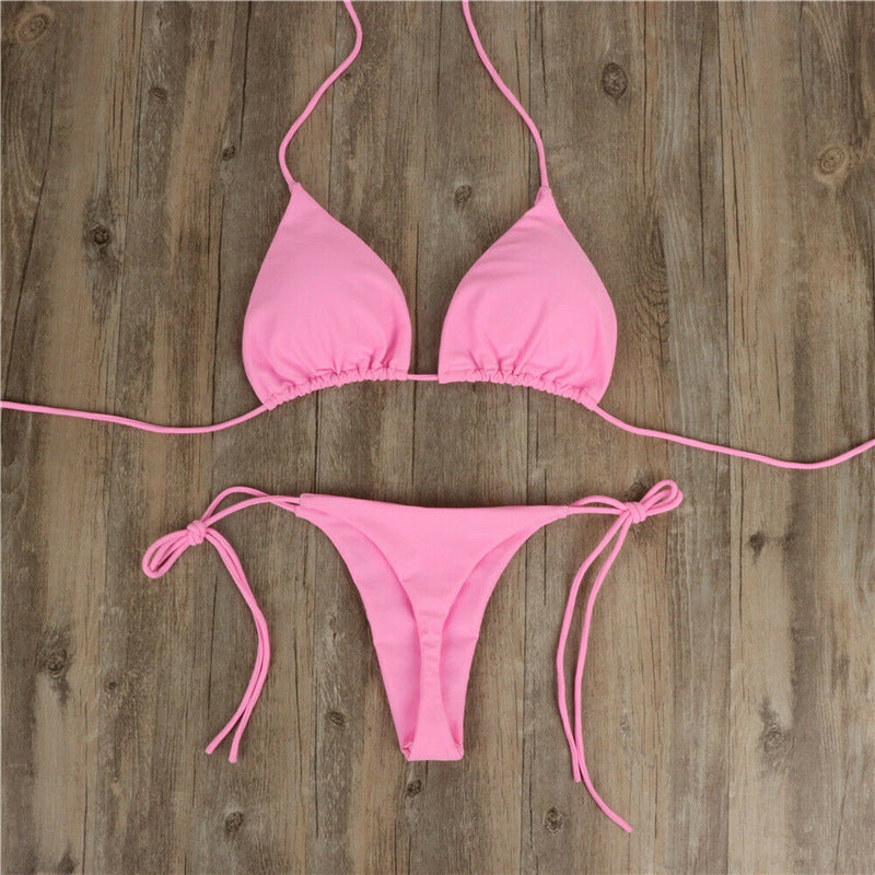 Halter Cou Cravate Bikini Dames Split Cravate Maillot de Bain