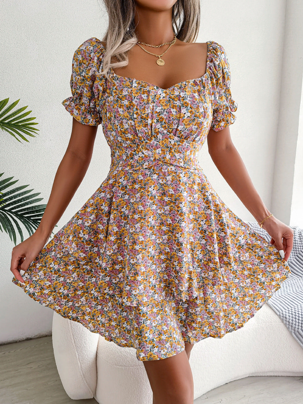 Robe à manches courtes pour femmes