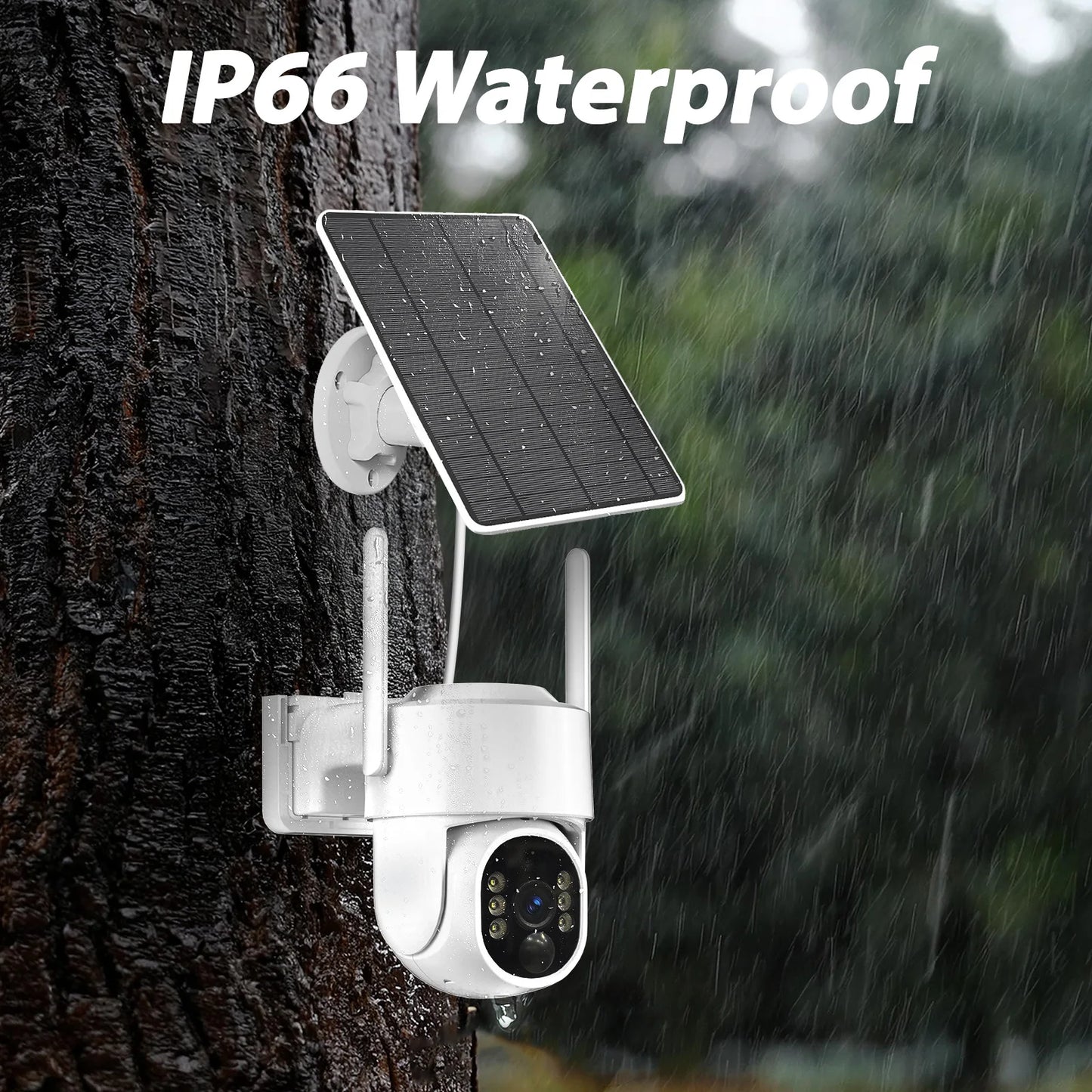 Caméra de sécurité WESECUU WIFI 4MP avec batterie solaire rechargeable et suivi automatique des mouvements. Rotation PTZ à 360 degrésAuto Motion Tracking Ip PTZ Camera