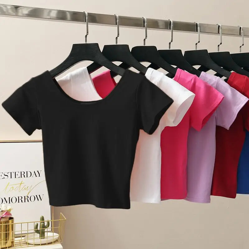 T-shirt court en coton pour femme