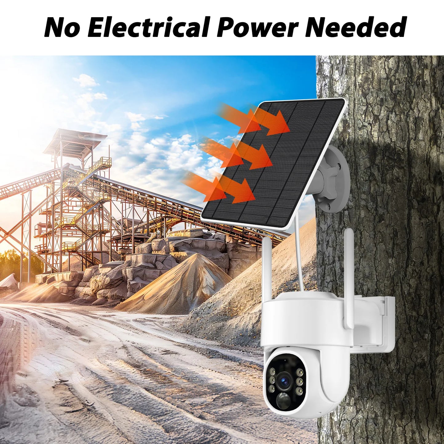 Caméra de sécurité WESECUU WIFI 4MP avec batterie solaire rechargeable et suivi automatique des mouvements. Rotation PTZ à 360 degrésAuto Motion Tracking Ip PTZ Camera