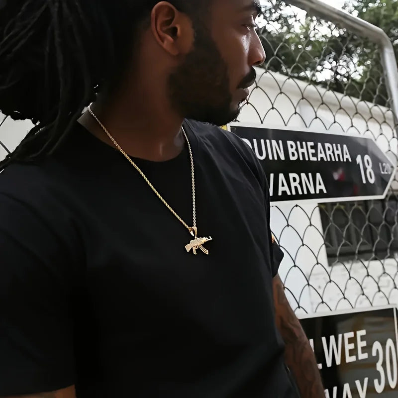 Pendentif AK47 plaqué or 18K