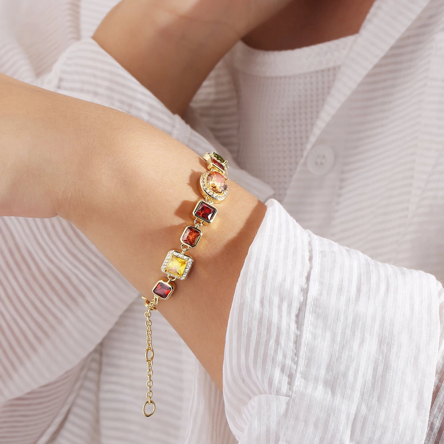 Bracelet en pierre gemme de 10MM plaqué or 18K