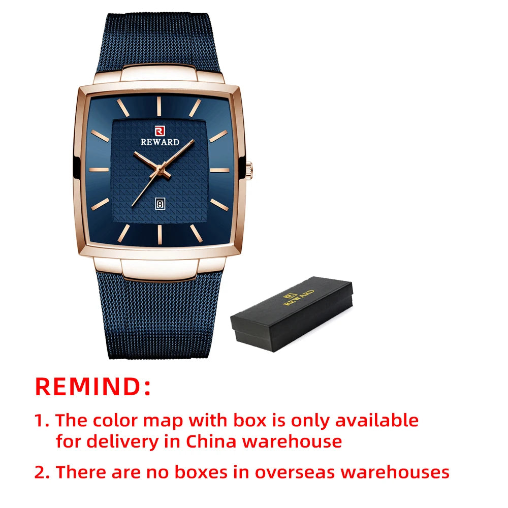Montre de luxe REWARD Fashion Blue pour hommes