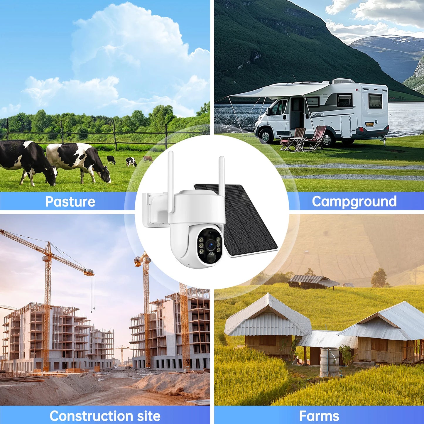 Caméra de sécurité WESECUU WIFI 4MP avec batterie solaire rechargeable et suivi automatique des mouvements. Rotation PTZ à 360 degrésAuto Motion Tracking Ip PTZ Camera