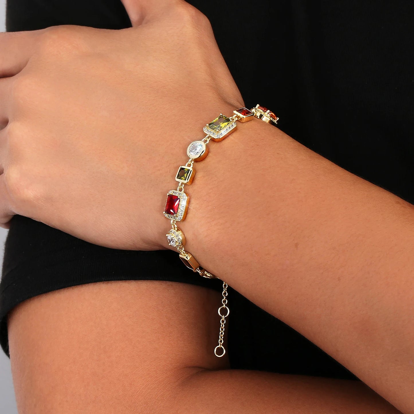 Bracelet en pierre gemme de 10MM plaqué or 18K
