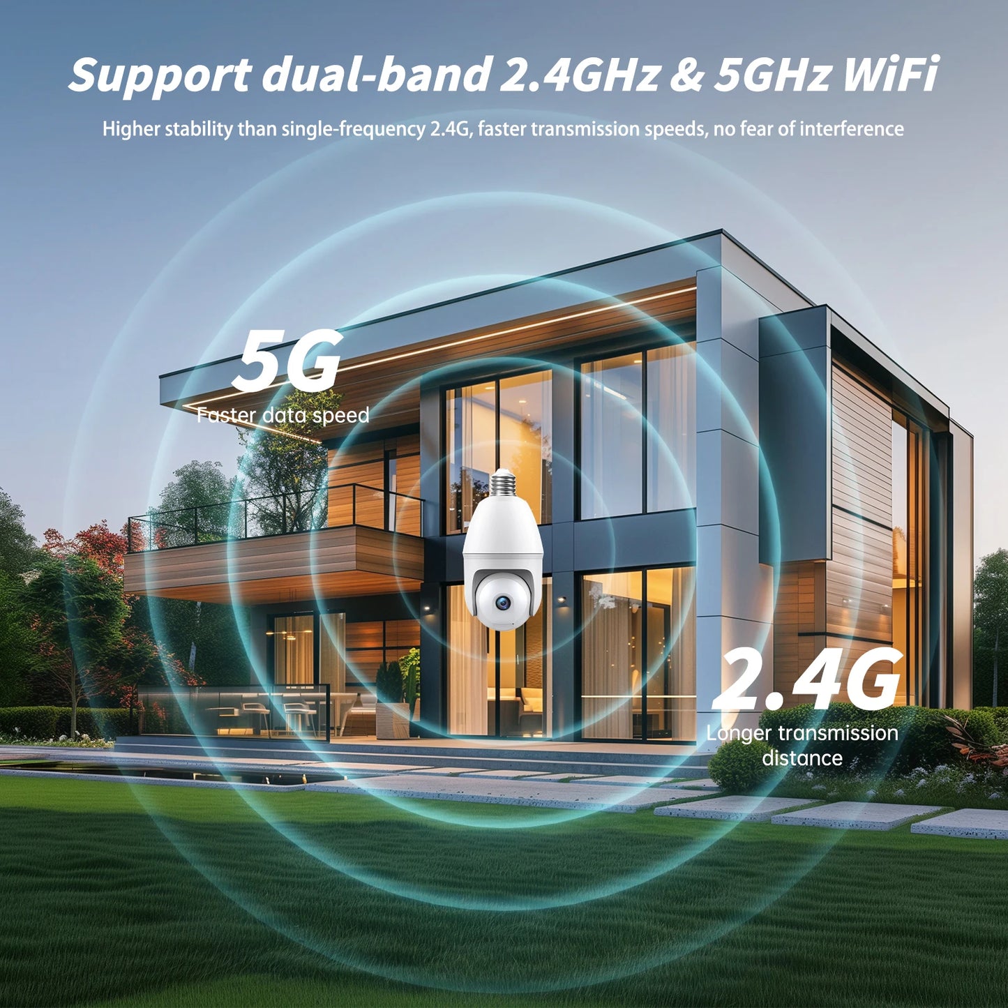 Caméra ampoule WESECUU 3MP  Light Bulb 5G&2.4G WiFi