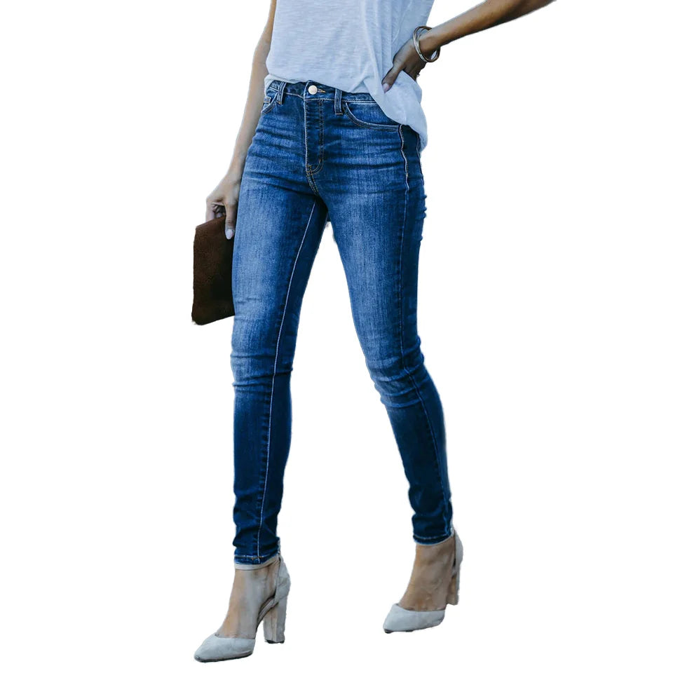 Jeans skinny bleu foncé pour femmes