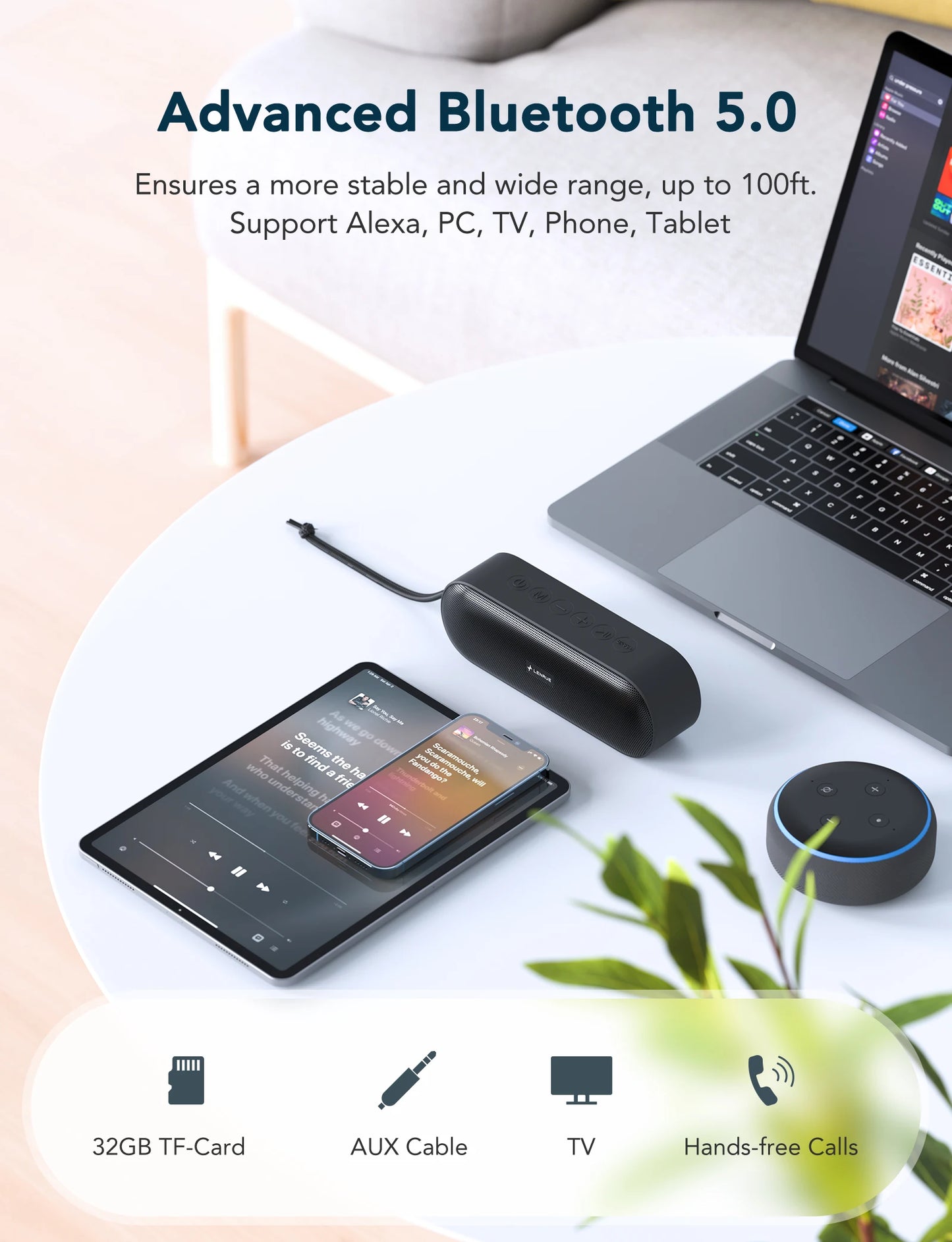 Haut-parleur LENRUE A15, Bluetooth, 20W, autonomie 20 heures