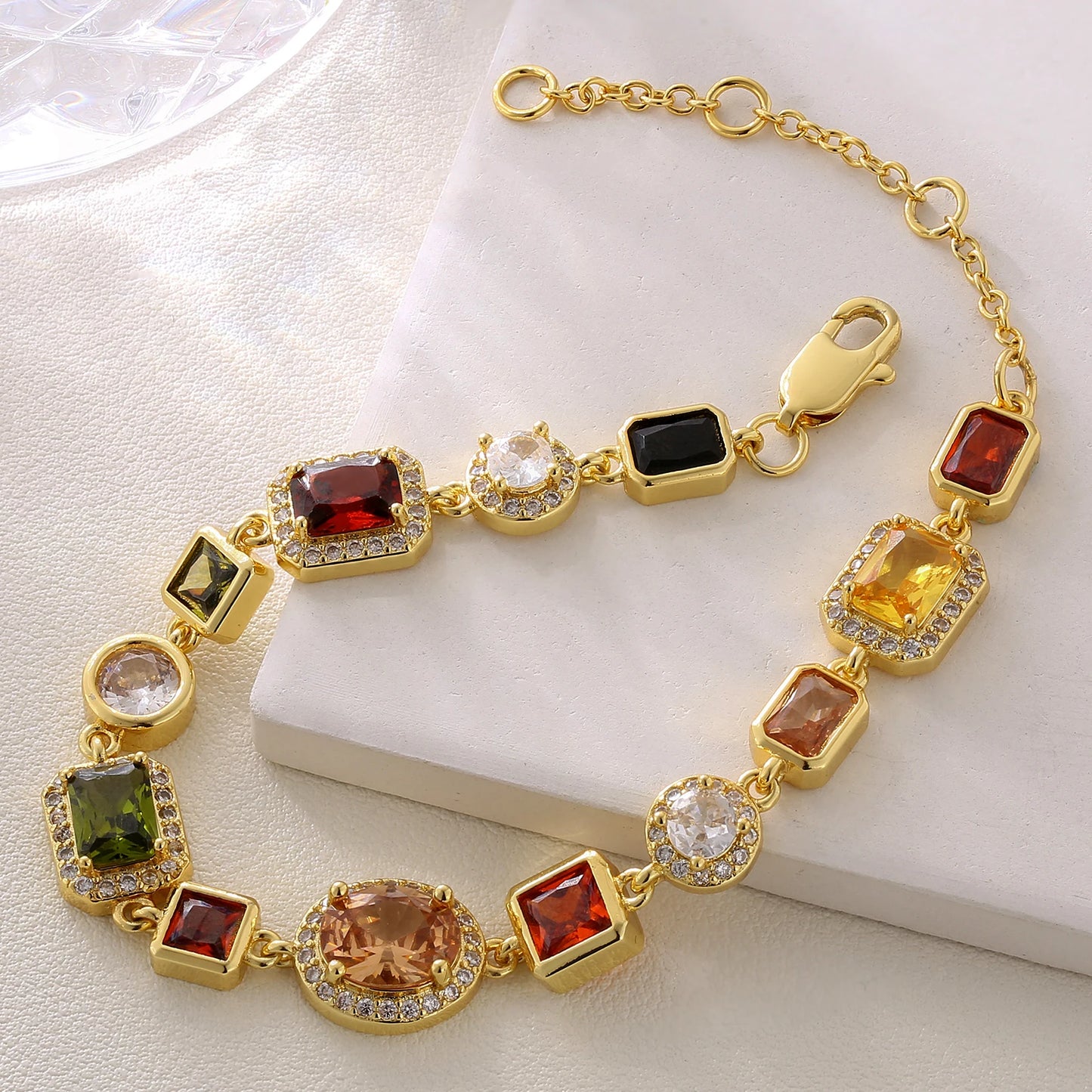 Bracelet en pierre gemme de 10MM plaqué or 18K