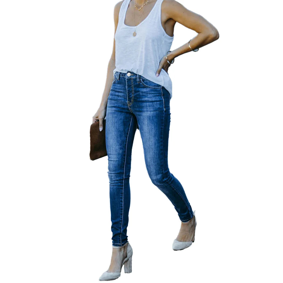 Jeans skinny bleu foncé pour femmes