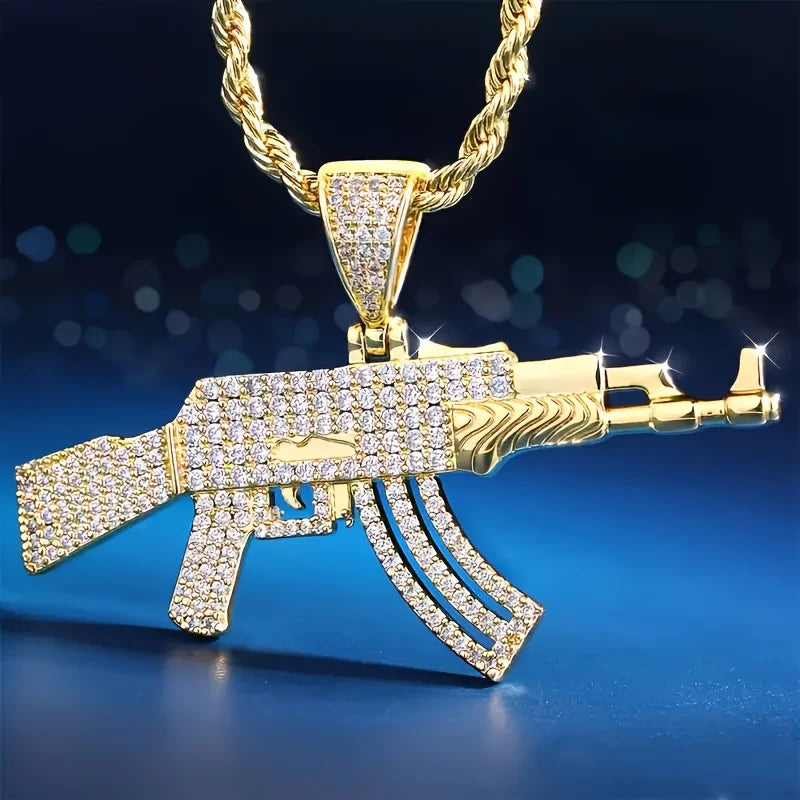 Pendentif AK47 plaqué or 18K