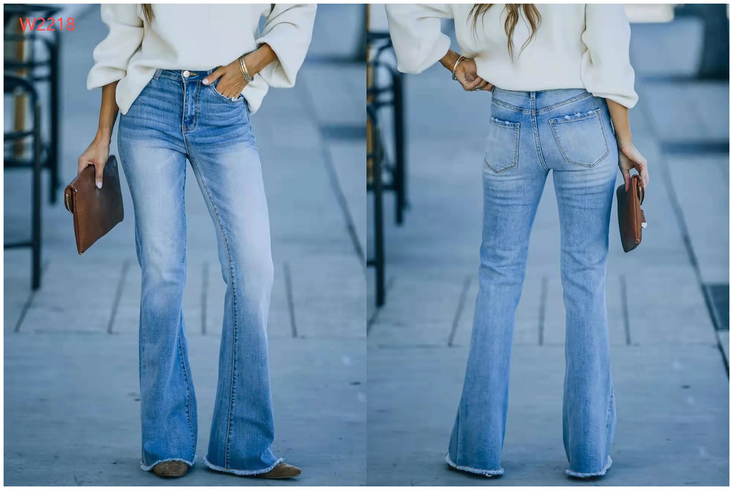 Jeans à jambe large et évasée pour femmes
