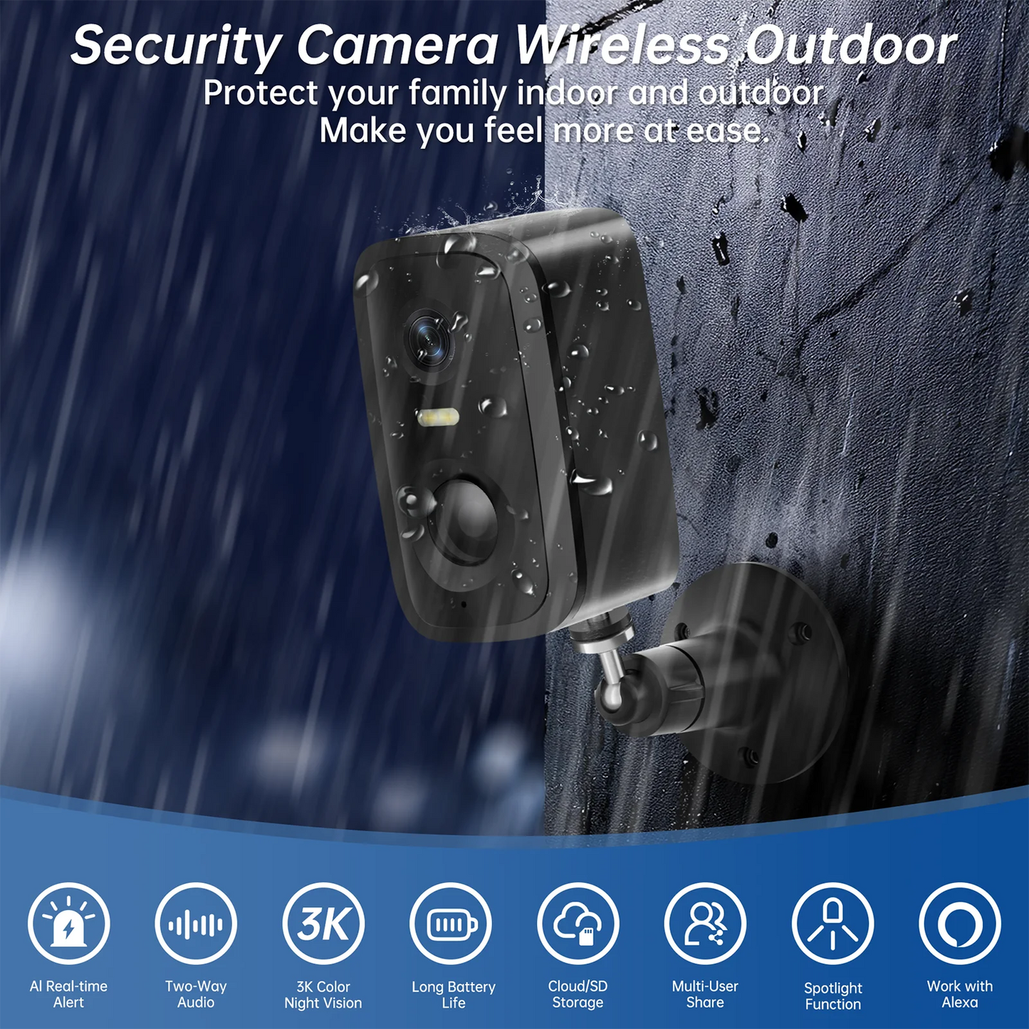 Caméra WESECUU 4MP, WiFi double bande 2.4G/5G
