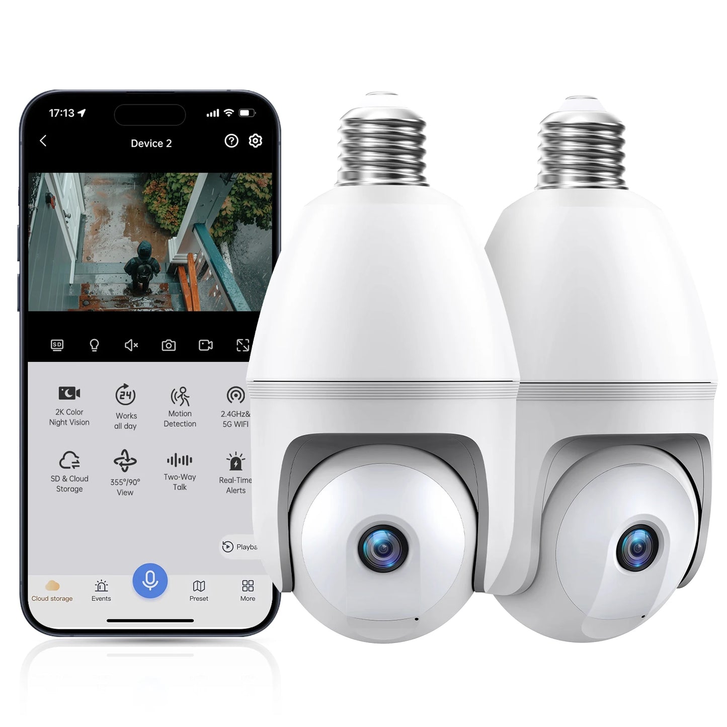 Caméra ampoule WESECUU 3MP  Light Bulb 5G&2.4G WiFi