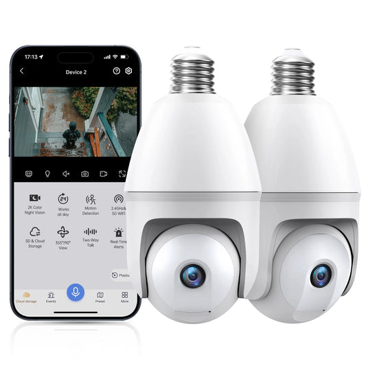 Caméra ampoule WESECUU 3MP  Light Bulb 5G&2.4G WiFi
