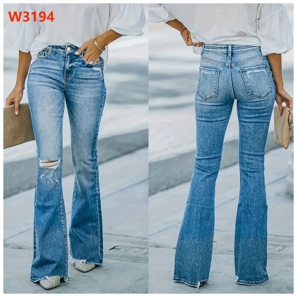 Jeans à jambe large et évasée pour femmes