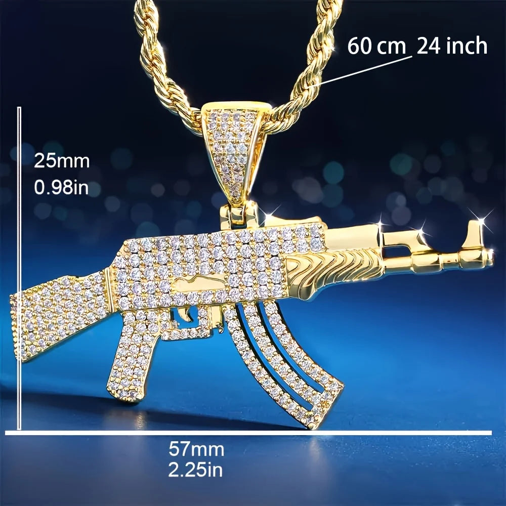 Pendentif AK47 plaqué or 18K