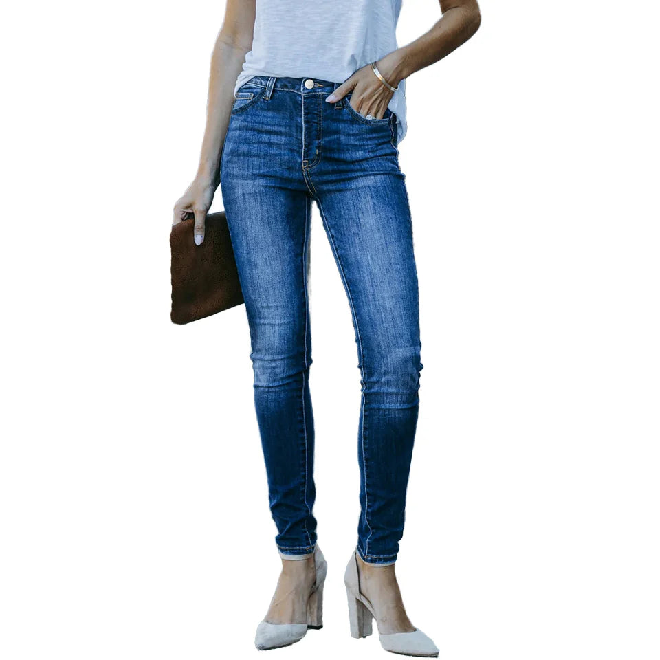 Jeans skinny bleu foncé pour femmes