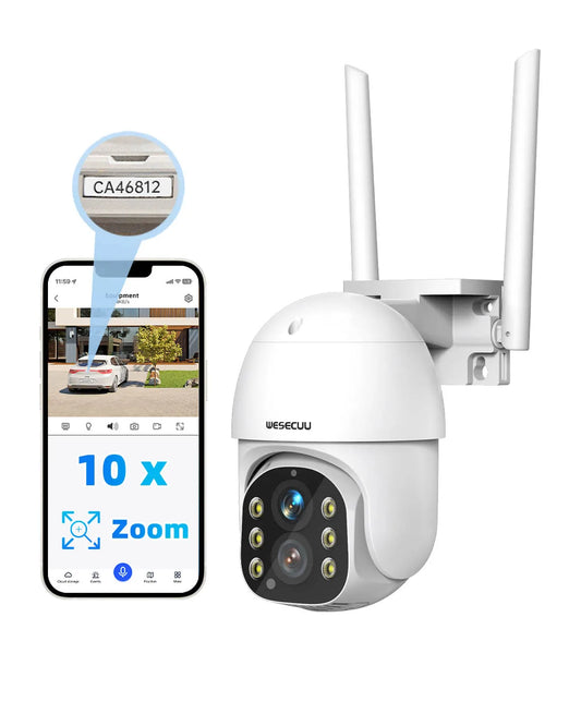 Caméra de sécurité WESECUU sans fil avec zoom optique 10X et résolution 3.0MP