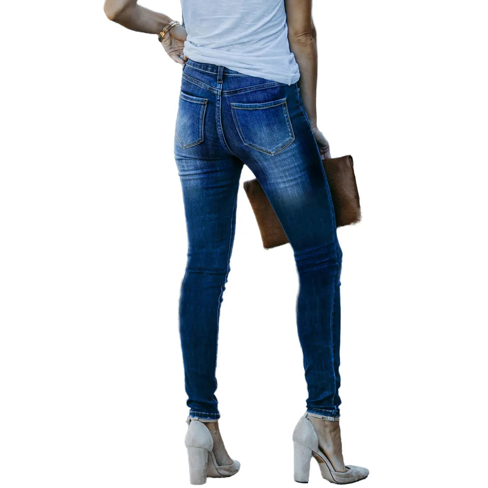 Jeans skinny bleu foncé pour femmes