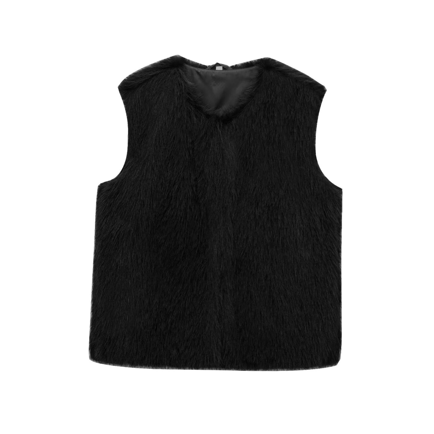 Veste sans manches en fourrure synthétique pour femmes