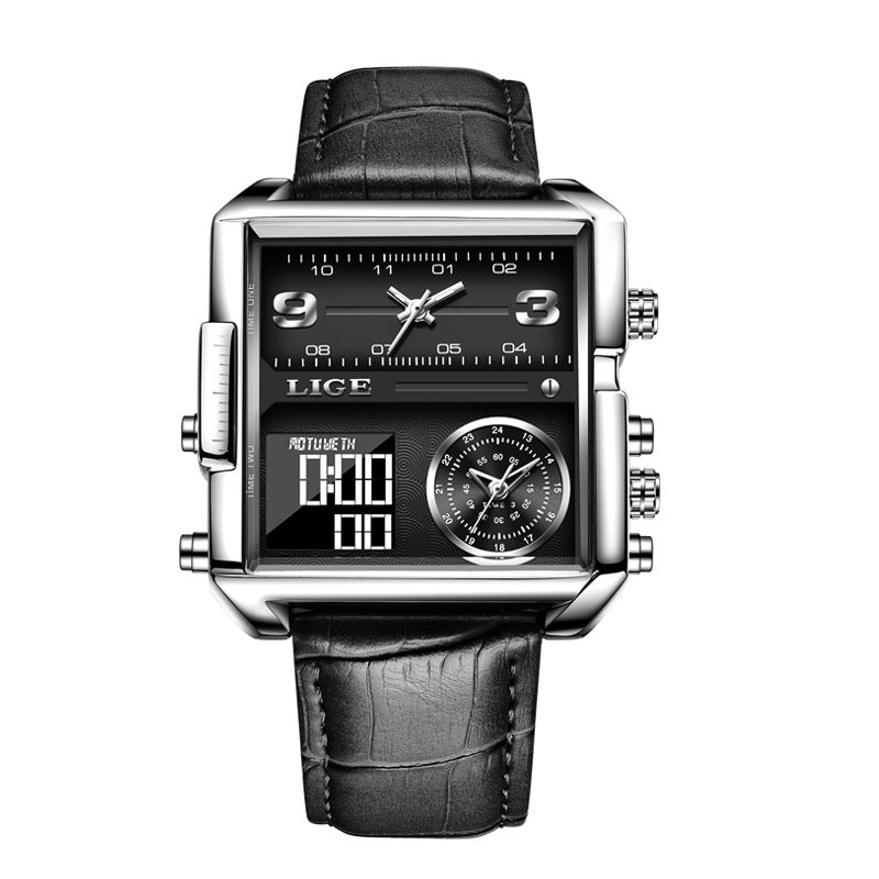 Montre à double affichage à quartz électronique pour homme