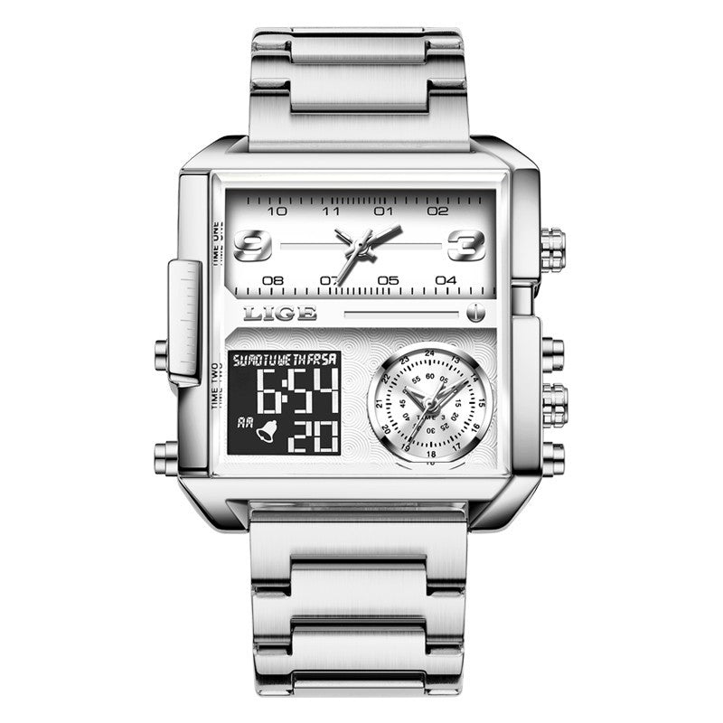 Montre à double affichage à quartz électronique pour homme