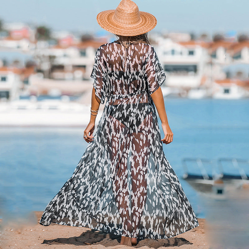Robe de plage imprimé floral décontracté pour femmes