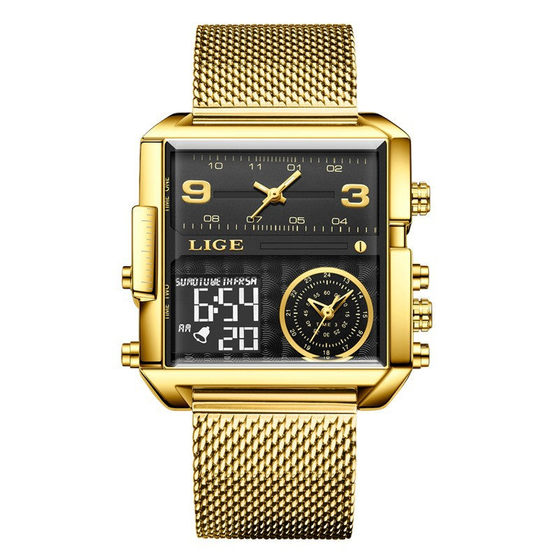 Montre à double affichage à quartz électronique pour homme