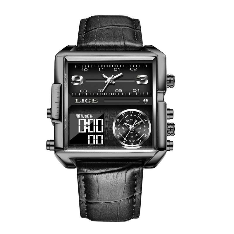 Montre à double affichage à quartz électronique pour homme